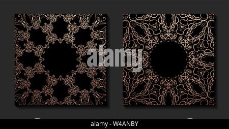 Decorative mandala. Golden Vector illustration. Ornate line art element. Gold ornamental floral pattern for wedding invitations, greeting cards. Stock Vector
