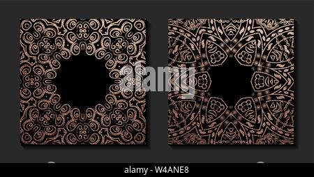 Decorative mandala. Golden Vector illustration. Ornate line art element. Gold ornamental floral pattern for wedding invitations, greeting cards. Stock Vector