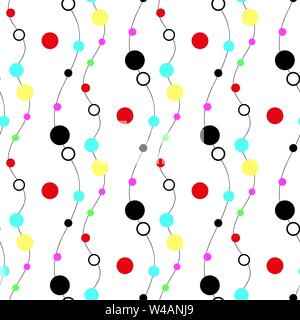 Seamless chaotic colorful circle and lines pattern background eps10 Stock Vector