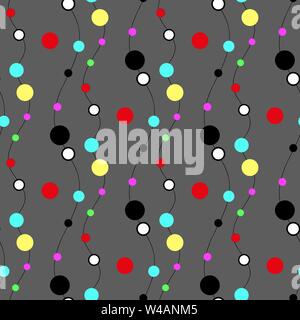 Seamless chaotic colorful circle and lines pattern background eps10 Stock Vector