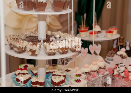 wedding dessert with delicious Cake pops and different sweets, candy bar Stock Photo