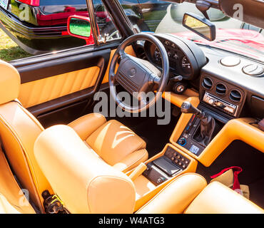 The interior of an Alfa Romeo convertible at the Pittsburgh Gran Prix, Pittsburgh, Pennsylvania, USA Stock Photo