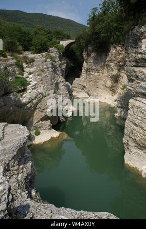 Marmitte dei Giganti canyon on the Metauro River, Fossombrone, Marche, Italy, Europe Stock Photo