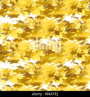 Gold Stars Seamless Pattern on White Background. Yellow Starry Pattern Stock Vector