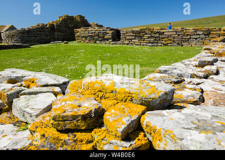 The Brough of Birsay an ancient Pictish and later Norse settlement on a tidal island off mainland Orkney, Scotland, UK. Stock Photo