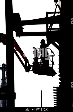 Construction inside a refinery Stock Photo