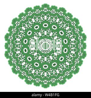 Green Ornamental Pattern. Round Texture. Oriental Geometric Ornament Stock Vector