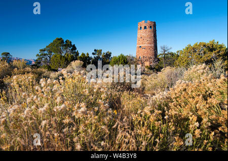 Desert View Watchtower, Grand Canyon South Rim, Arizona, USA. Completed in 1932, it was designed by American architect Mary Colter. Stock Photo