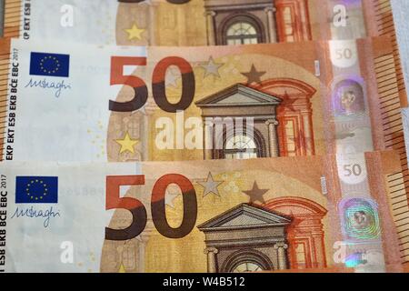 Differenz euro bank notes in a detailed close up view Stock Photo