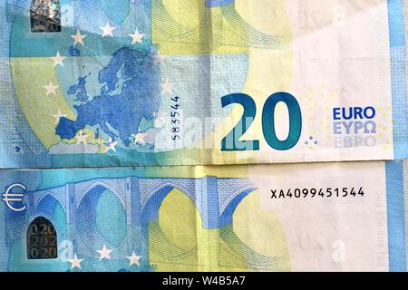 Differenz euro bank notes in a detailed close up view Stock Photo