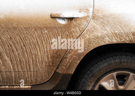 Extremely dirty car after off road driving 4x4 Stock Photo