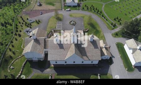 Aerial View of Old Restored Barns on a Spring Day Stock Photo