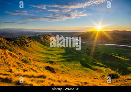 Sunrise at Te Mata Peak, New Zealand Stock Photo