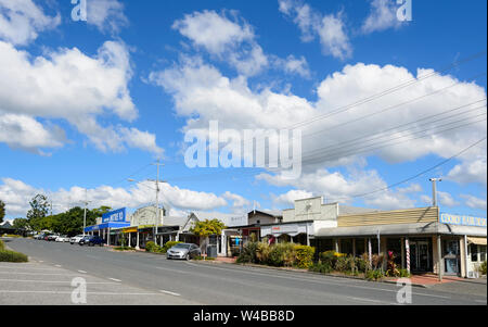 Main street of the small rural town of Cooroy in the Hinterland, Sunshine Coast, Queensland, QLD, Australia Stock Photo