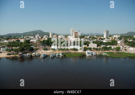 Aerial view of the regional port of Corumbá in the state of Mato Grosso do Sul, Brazil Stock Photo