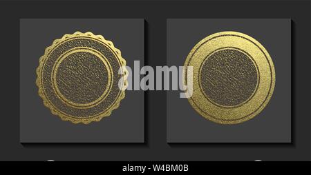 Vector illustration. Gold rubber stamp. Luxury golden vintage border. Stock Vector