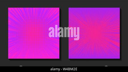 Explosion vector illustration.. Comic book fight stamp. Purple halftone sun Stock Vector