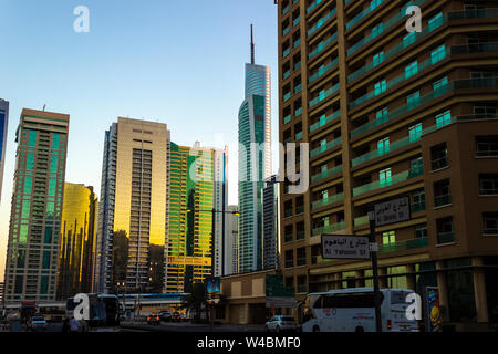 Dubai, UAE - November 29, 2018: On the streets of the beautiful area of Dubai Marina. Stock Photo