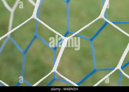 Details of the football net close up. Soccer goal net pattern. Stock Photo