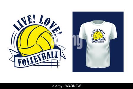 Live, love, volleyball t shirt print design Stock Vector