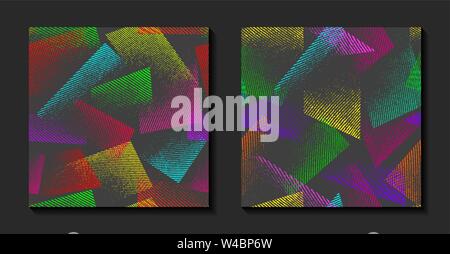 Abstract seamless chaotic pattern set with urban geometric elements. Grunge neon texture background. Wallpaper for print. Stock Vector
