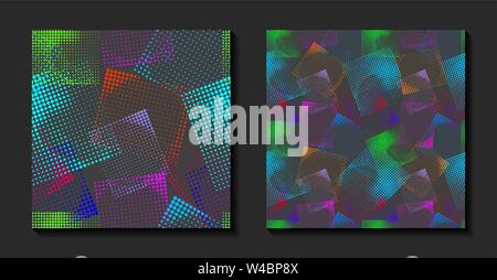 Abstract seamless chaotic pattern set with urban geometric elements. Grunge neon texture background. Wallpaper for print. Stock Vector