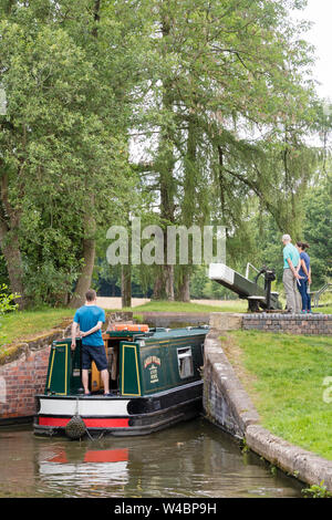 Narrowboat on the Stratford upon Avon canal near Lapworth, Warwickshire, England, UK Stock Photo