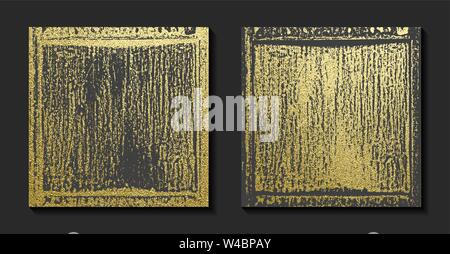 Black and Gold Design Templates for Flyers, Brochures, invitatyons, Typographic Emblems, Logo, Banners and Infographic. Golden Abstract Modern grunge Stock Vector