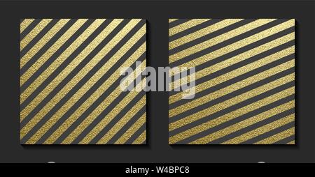 Luxuty gold background. Gold glittering lines pattern on black background.lossy stripe texture. Metal pattern. Vector illustration. Stock Vector
