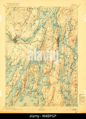 Maine USGS Historical Map Bath 807364 1894 62500 Restoration Stock Photo