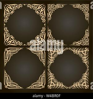 Vector set of decorative golden frames Stock Vector