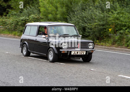 1979 70s black Austin Allegro 1300 SDL, Mini Clubman Auto 998 cc petrol estate, vintage vehicles & cars attend the classic car show in Lancashire, UK Stock Photo