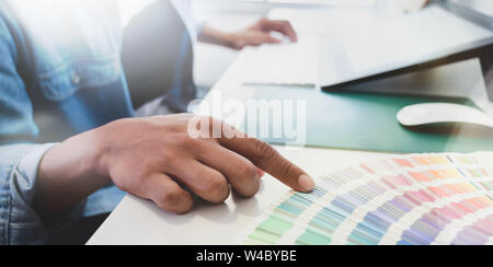 UX Graphic designer working on website ux app development. Stock Photo