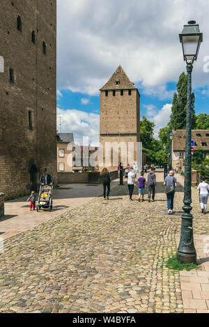 Strasbourg, France - July 26, 2017. Old medieval tower in Strasbourg, remains of fortification Stock Photo