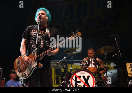 California, USA. 21st July, 2019. NOFX- Fat Mike performs during the Vans Warped Tour 25th Anniversary on July 21, 2019 in Mountain View, California. Credit: MediaPunch Inc/Alamy Live News Stock Photo