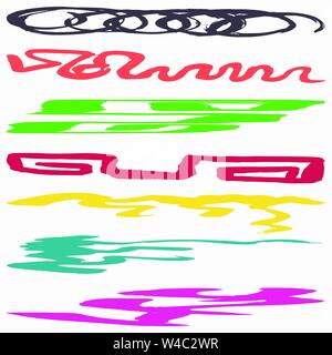 beautiful collection of colored lines Graffiti symbols vector illustration Stock Vector