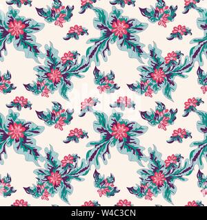 beautiful colored abstract flowers on a light background tender seamless pattern Stock Vector