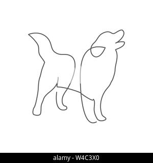 Dog One line drawing on white Stock Vector