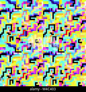 small colored pixels seamless pattern Stock Vector