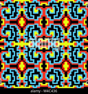 Beautiful small colored pixels geometric seamless pattern vector illustration Stock Vector