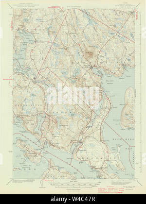 Maine USGS Historical Map Blue Hill 306477 1944 62500 Restoration Stock Photo