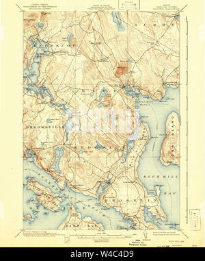 Maine USGS Historical Map Blue Hill 460214 1904 62500 Restoration Stock Photo