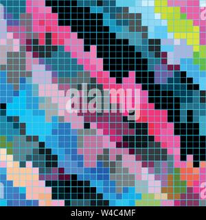 small pixels psychedelic colored geometric background vector illustration Stock Vector
