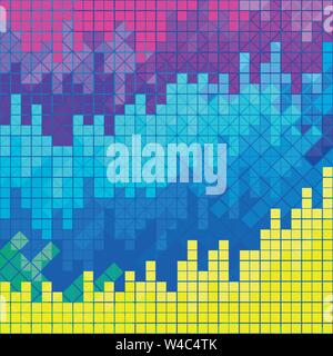 pixels colored psychedelic geometric background Stock Vector