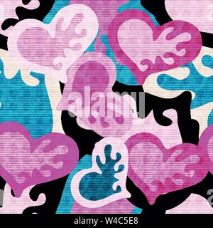 graffiti colored hearts seamless background vector illustration of grunge texture Stock Vector