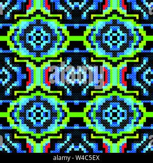 pixels colored geometric seamless pattern vector illustration Stock Vector