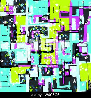 abstract geometric objects graffiti grunge effect Stock Vector