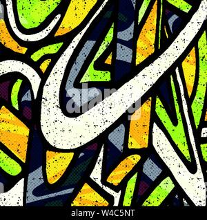 colored graffiti abstract pattern on a black background Stock Vector