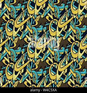 graffiti colored polygons seamless pattern Stock Vector