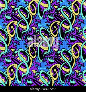 graffiti colorful abstract polygons beautiful seamless background Stock Vector